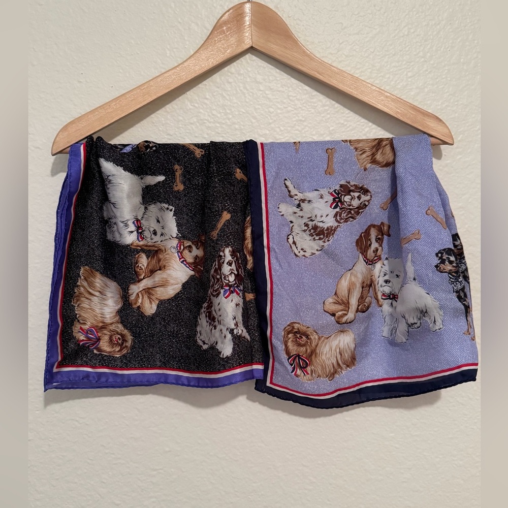 Dog Print Scarves 2 Womens’  - Black and Blue
